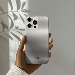 Funda Para iPhone 14 Pro Textura de plata metálica con aspecto de acero ino