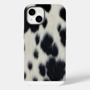 Funda Para iPhone 14 textura de vaca negro blanco piel cuero animal pel