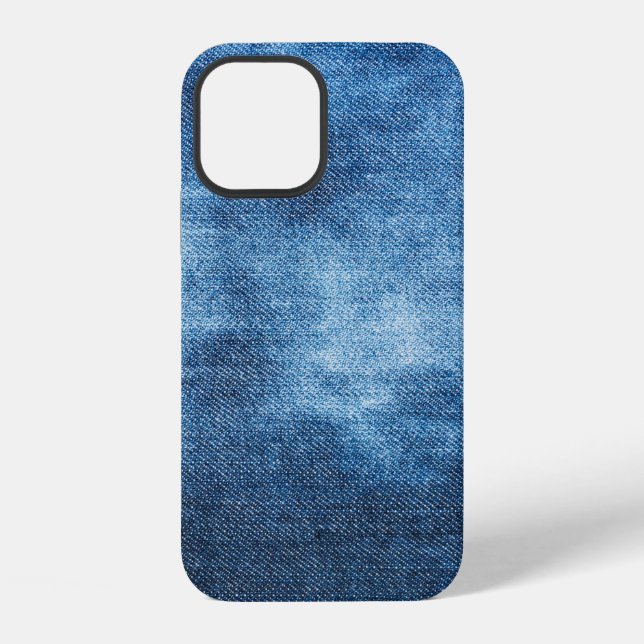 Funda Para iPhone Textura de vaqueros de denim azul (Reverso )