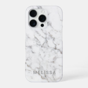 Funda Para iPhone 16 Pro Textura falsa de mármol claro parecido y texto Per