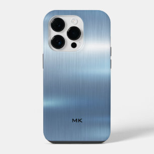 Funda Para iPhone 14 Pro Textura metálica azul claro con aspecto de acero i