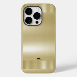 Funda Para iPhone 14 Pro Textura metálica dorada ligera con aspecto de acer