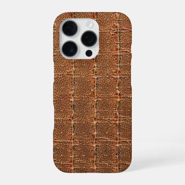 Funda Para iPhone Textura moderna de cuero crocante de taupe (Reverso)