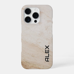 Funda Para iPhone 16 Pro Textura Natural de Travertino – Patrón de Piedra T