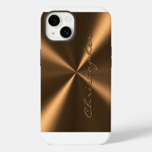 Funda Para iPhone 14 Textura radial metálica de bronce personalizada