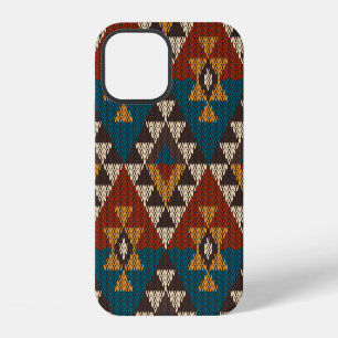 Funda Para iPhone 12 Textura tejida de lana Azteca tribal.