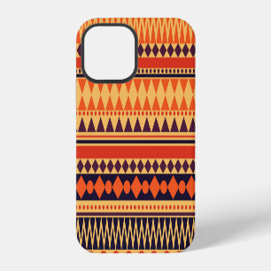 Funda Para iPhone 12 Textura tribal: patrón de rayas vintage.