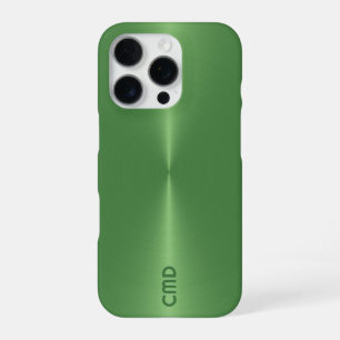 Funda Para iPhone 16 Pro Textura Verde Metálico Acabado en Acero Inoxidable