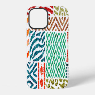 Funda Para iPhone 12 Texturas de mosaico: Impresión de animales dibujad