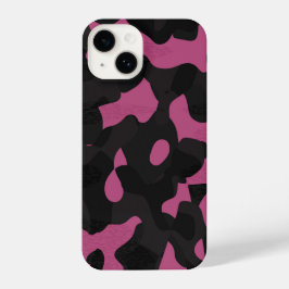 Funda Para iPhone 14  Textured pink and black camo abstract