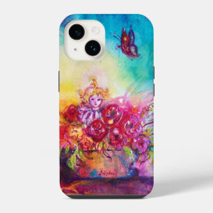 FUNDA PARA iPhone 14 THUMBELINA, BAÑERA DE FLORES Y MARIPOSA