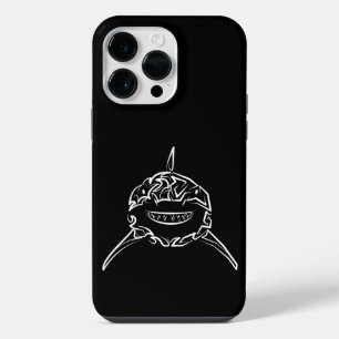 Funda Para iPhone 14 Pro Max Tiburón blanco tribal en blanco y negro