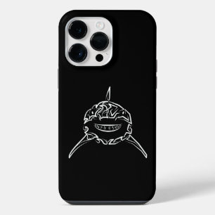 Funda Para iPhone 14 Pro Max Tiburón blanco tribal en blanco y negro