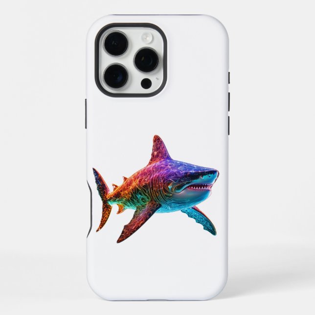 Funda Para iPhone Tiburón Espectro de Neón (Reverso )