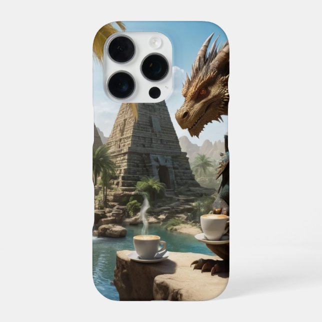 Funda Para iPhone Tiempo de café del dragón (Reverso)