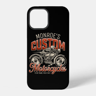Funda Para iPhone 12 Tienda de motocicletas esqueleto de nombre persona