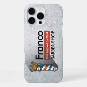 Funda Para iPhone 16 Pro Max Tienda de peinados para hombres Rey Corona Poste d