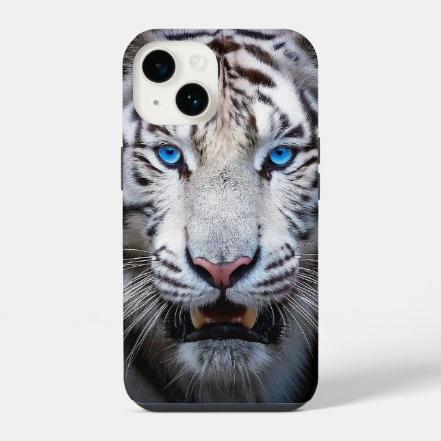Funda Para iPhone Tigre Blanco Ojos Azules (Reverso )