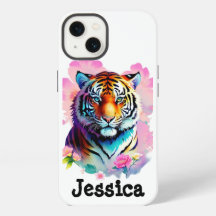 Tigre con flores