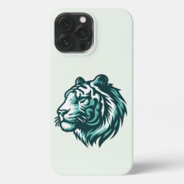 Funda Para iPhone 13 Pro Max Tigre verde azulado con un verde pálido