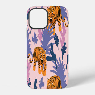 Funda Para iPhone 12 Tigres tropicales patrón de cosecha de selva