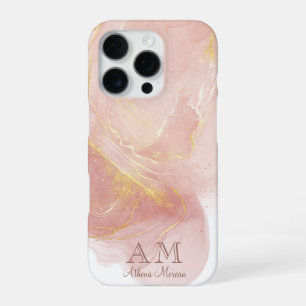 Funda Para iPhone 16 Pro Tinta de acuarela rosa melocotón personalizable