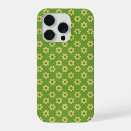 Tiny daisies ,happy face, mid green Phone Case
