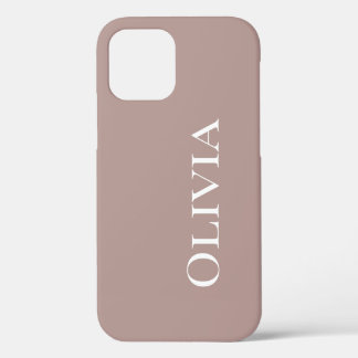 Funda Para iPhone 12 Pro Tipografía blanca moderna personalizada Taupe Mauv