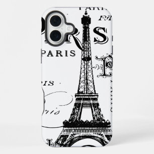 Funda Para iPhone 16 Plus Tipografía Caligrafía París Francia Torre Eiffel