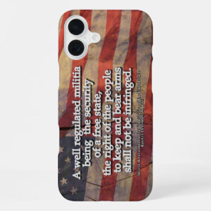 Funda Para iPhone 16 Plus Tipografía de la Segunda Enmienda Bandera Rustica 