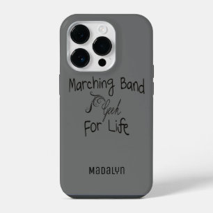 Funda Para iPhone 14 Pro Tipografía de Marching Band Geek con nombre