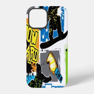 Funda Para iPhone 12 Tipografía de snowboard: Fondo del niño extremo.