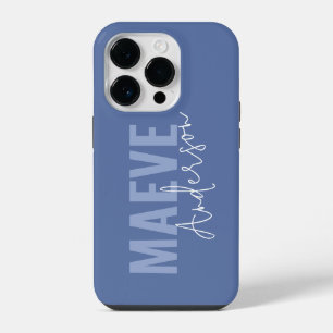 Funda Para iPhone 14 Pro Tipografía minimalista moderna polvorienta azul el