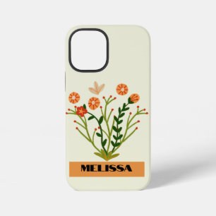 Funda Para iPhone 12 Mini Tipografía moderna minimalista negra con flores si