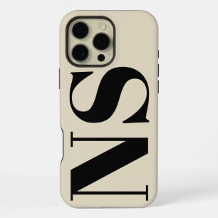Funda Para iPhone 16 Pro Max Tipografía Negra y Beige en Negrita Monograma de I