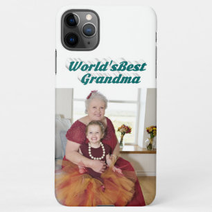 Funda Para iPhone 11Pro Max Tipografía verde foto de la abuela