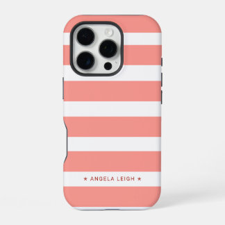 Funda Para iPhone 16 Pro Tiras de cabana rosadas de coral