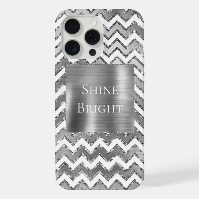 Funda Para iPhone Tiras de Zigzag Blanco Glam Silver (Reverso )