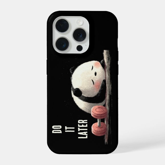 Funda Para iPhone Tired Panda Gym – Cute Funny Workout Art (Reverso )