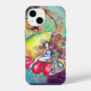 FUNDA PARA iPhone 14 TITANIA / PLANTA MAGIC BUTTERFLY EN DERRAMAS DE OR
