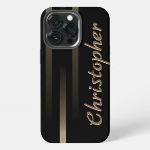 Funda Para iPhone 13 Pro Titanio negro y oro Impresión de acero inoxidable