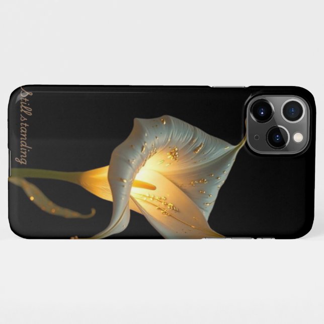 Funda Para iPhone Todavía en pie diseño floral negro (Reverso horizontal)