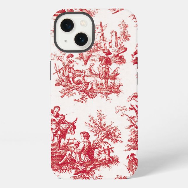 Funda Para iPhone Toile vintage rojo (Reverso )