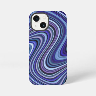 Funda Para iPhone 13 Mini Tono Azul Muy Único Patrón de Línea Curva