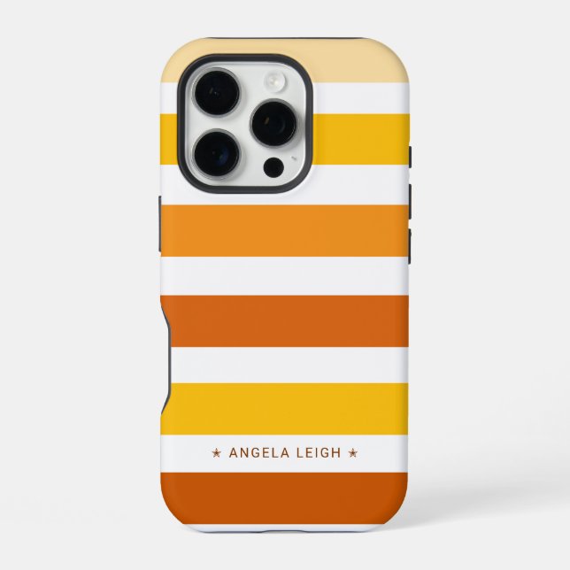 Funda Para iPhone Tonos caprichosos de rayas de cabana Naranja (Reverso )