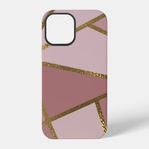 Funda Para iPhone 12 Tonos de Rosa Malva y Bronce Dorado Glam Geométric