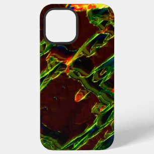 Funda Para iPhone 12 Pro Max Tonos de verde drenados en llama de fuego