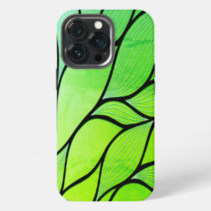 Funda Para iPhone 13 Pro Tonos verdes brillantes patrón de hoja creativa