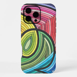 Funda Para iPhone 16 Pro Max Torcida abstracta vibrante del arco iris con línea