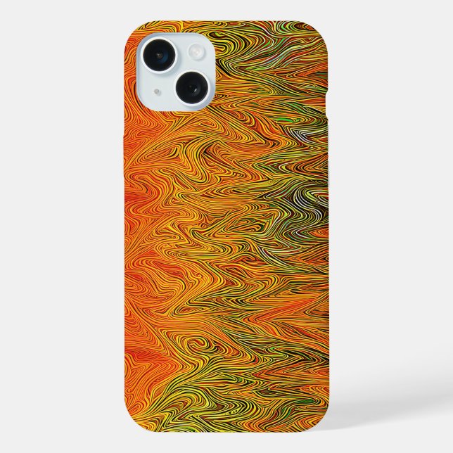 Funda Para iPhone "Tormenta Neural" Abstracto Naranja Amarillo (Reverso )